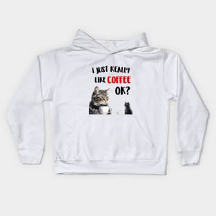 I just really like coffee ok cat style Kids Hoodie